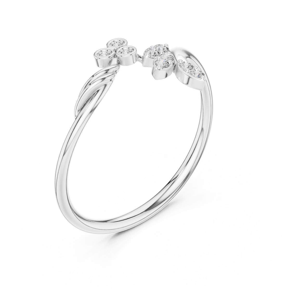 Gold Petal Setting Round Lab Grown Diamond Ravyn Ring