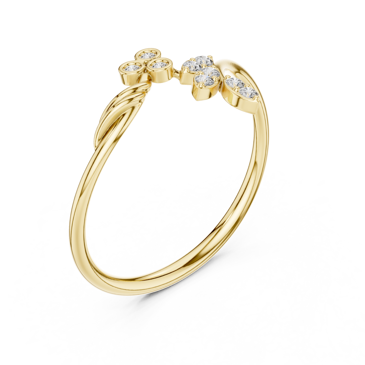 Gold Petal Setting Round Lab Grown Diamond Ravyn Ring
