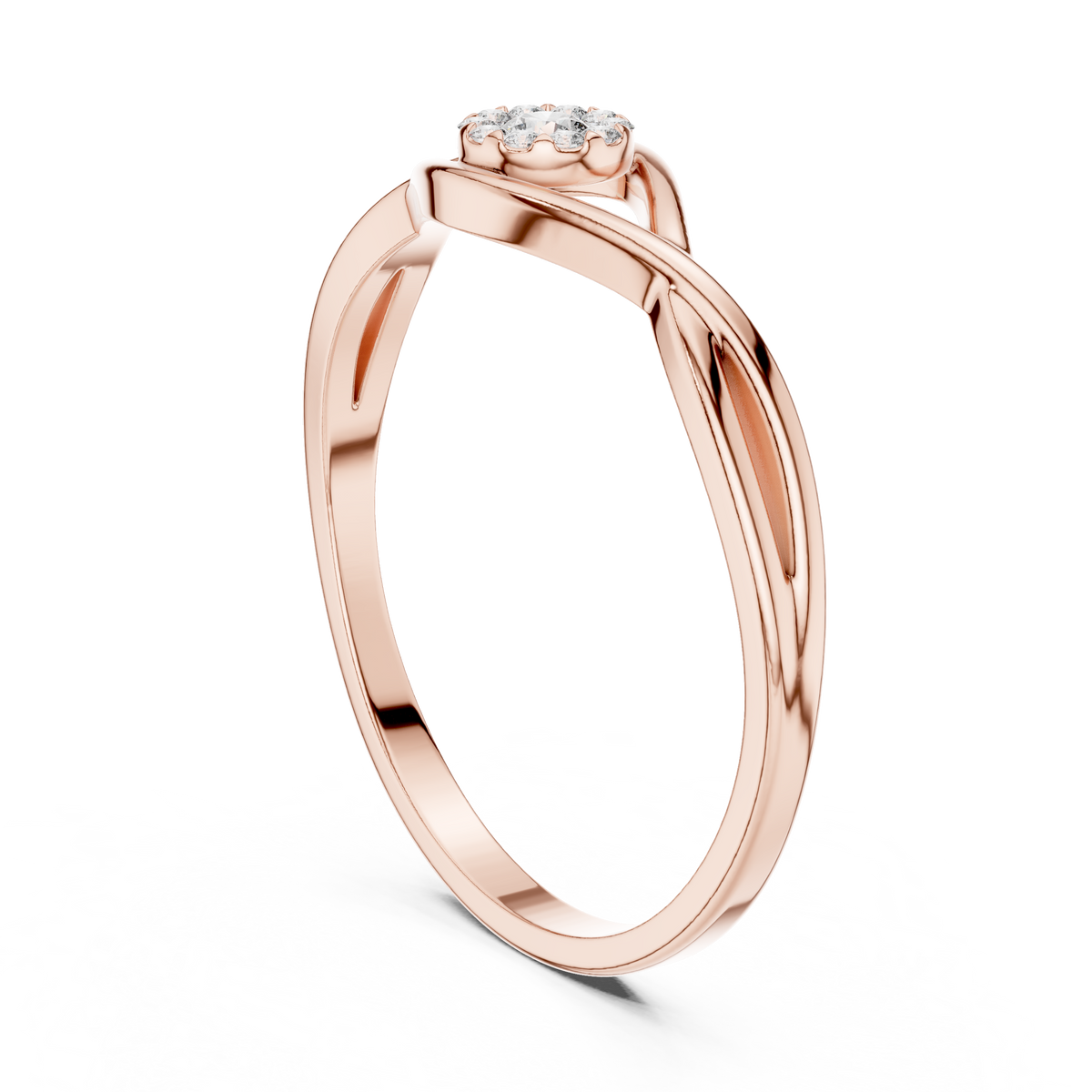 Gold Cluster Setting Round Lab Grown Diamond Orphe Ring
