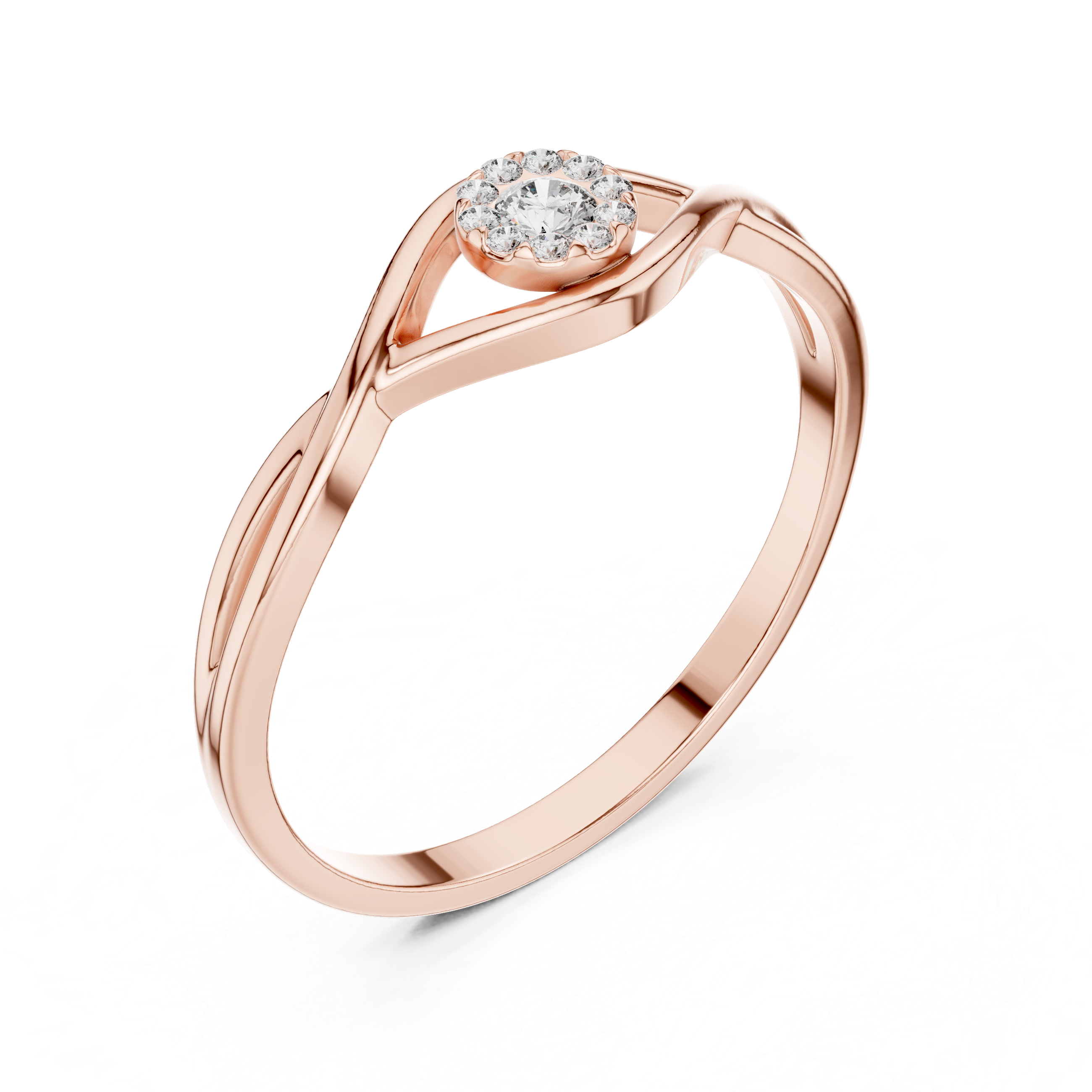 Gold Cluster Setting Round Lab Grown Diamond Orphe Ring