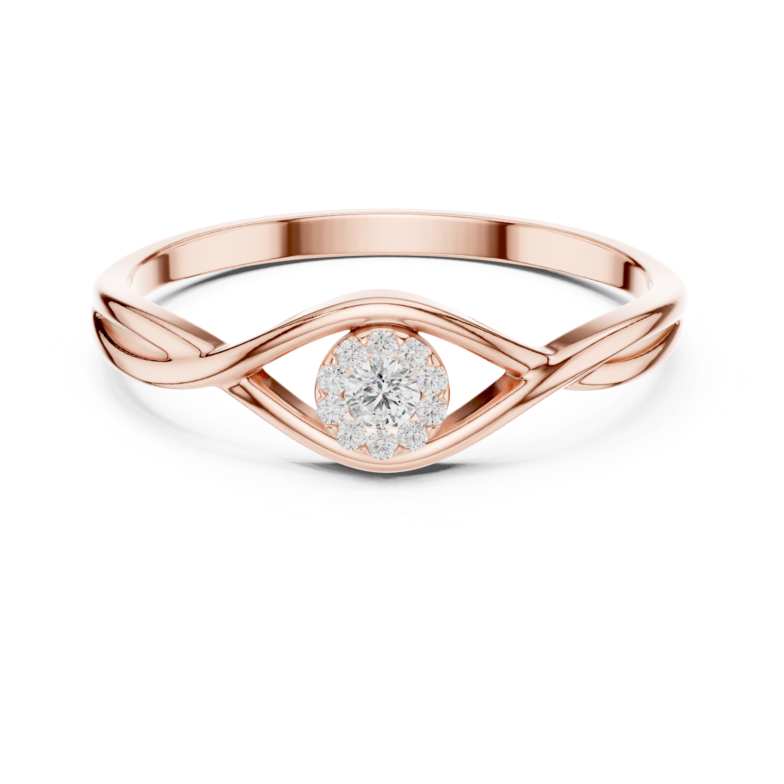 Gold Cluster Setting Round Lab Grown Diamond Orphe Ring