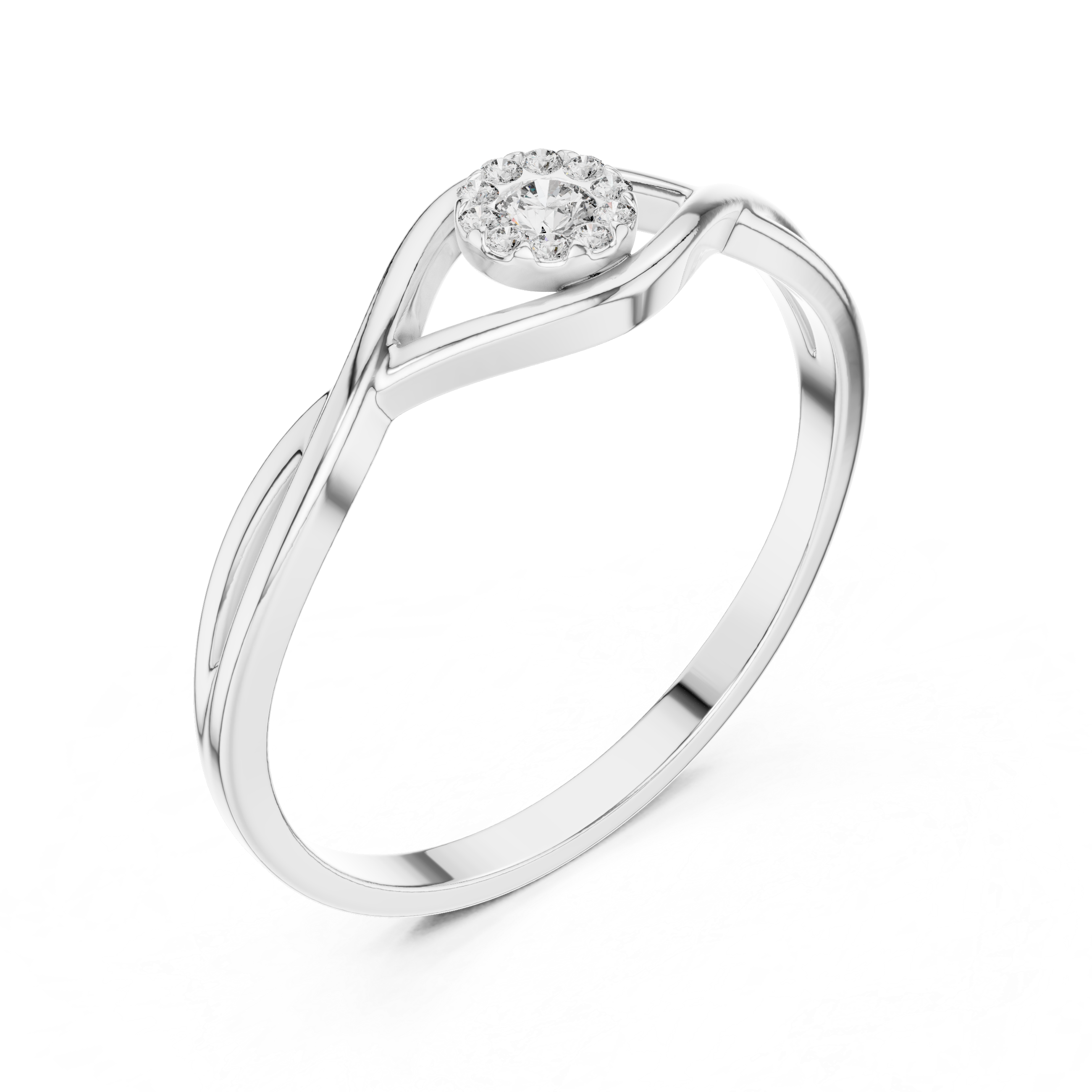 Gold Cluster Setting Round Lab Grown Diamond Orphe Ring