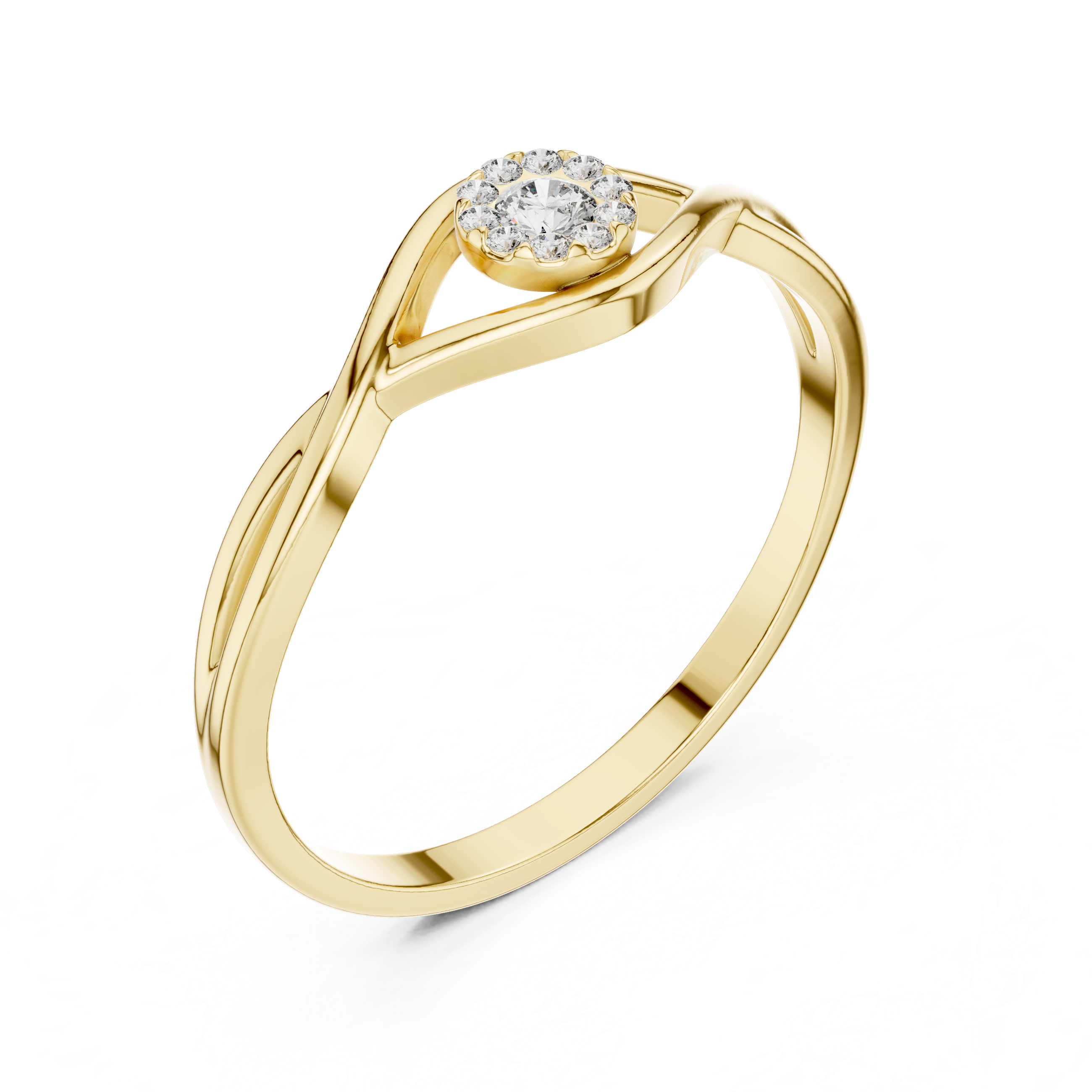 Gold Cluster Setting Round Lab Grown Diamond Orphe Ring