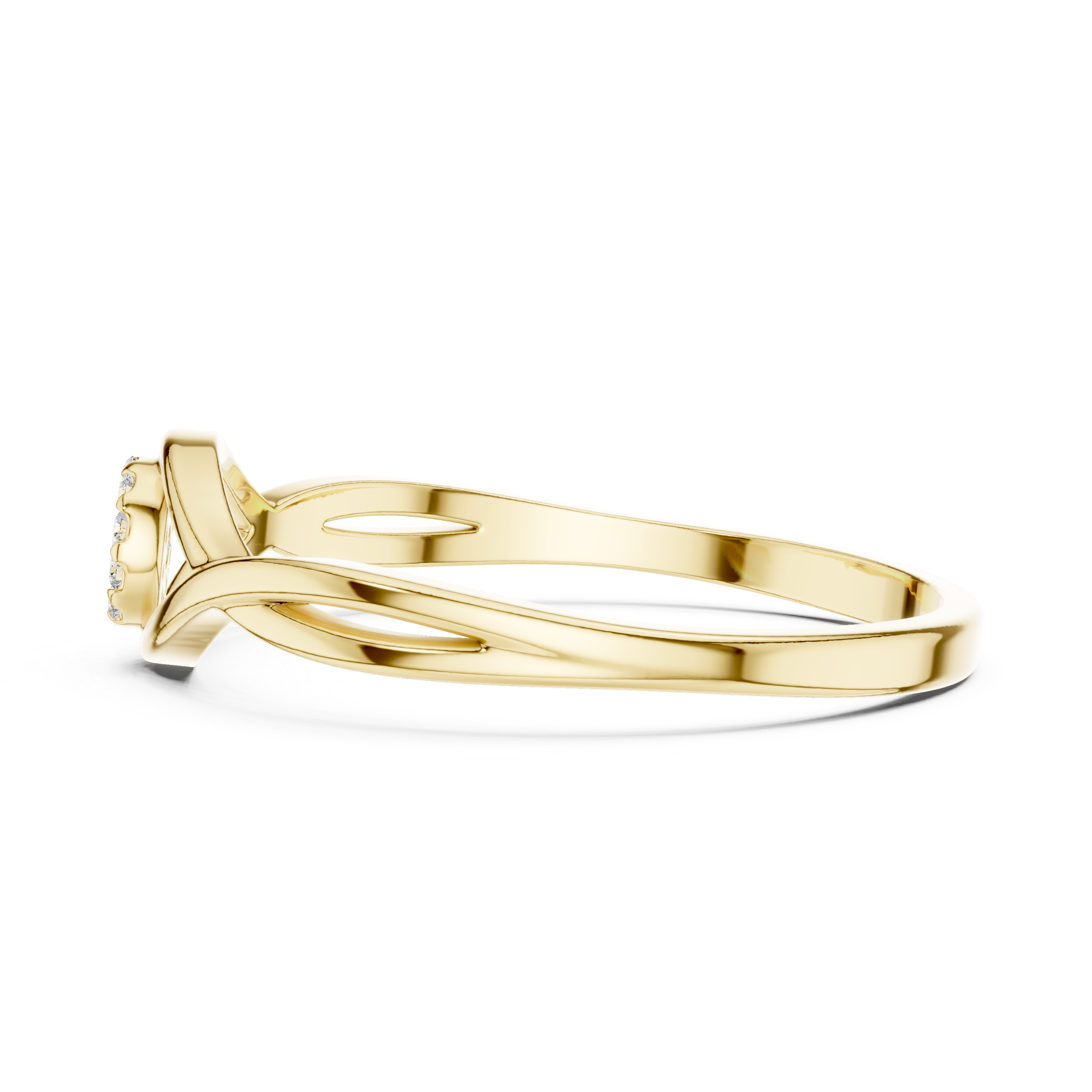 Gold Cluster Setting Round Lab Grown Diamond Orphe Ring