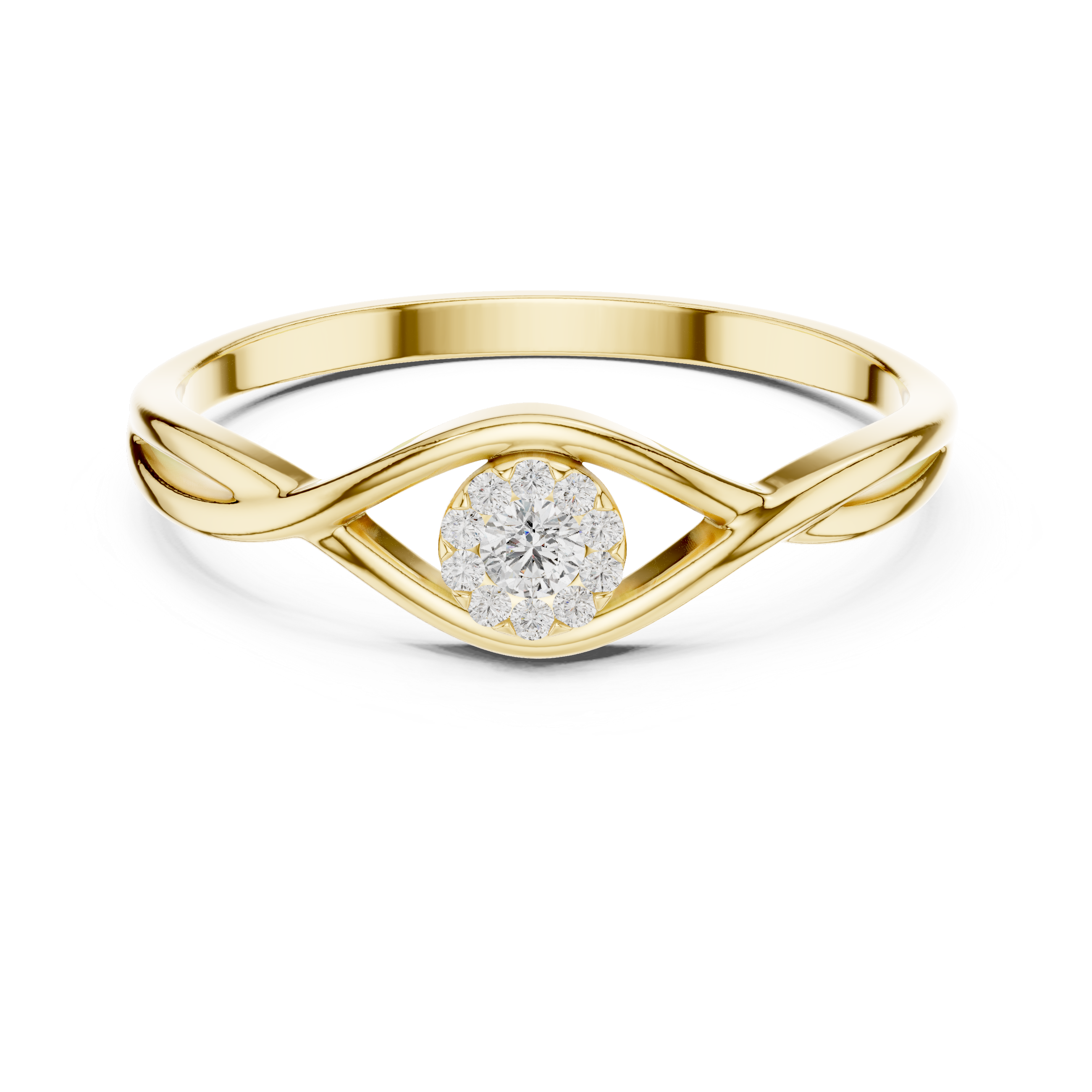 Gold Cluster Setting Round Lab Grown Diamond Orphe Ring