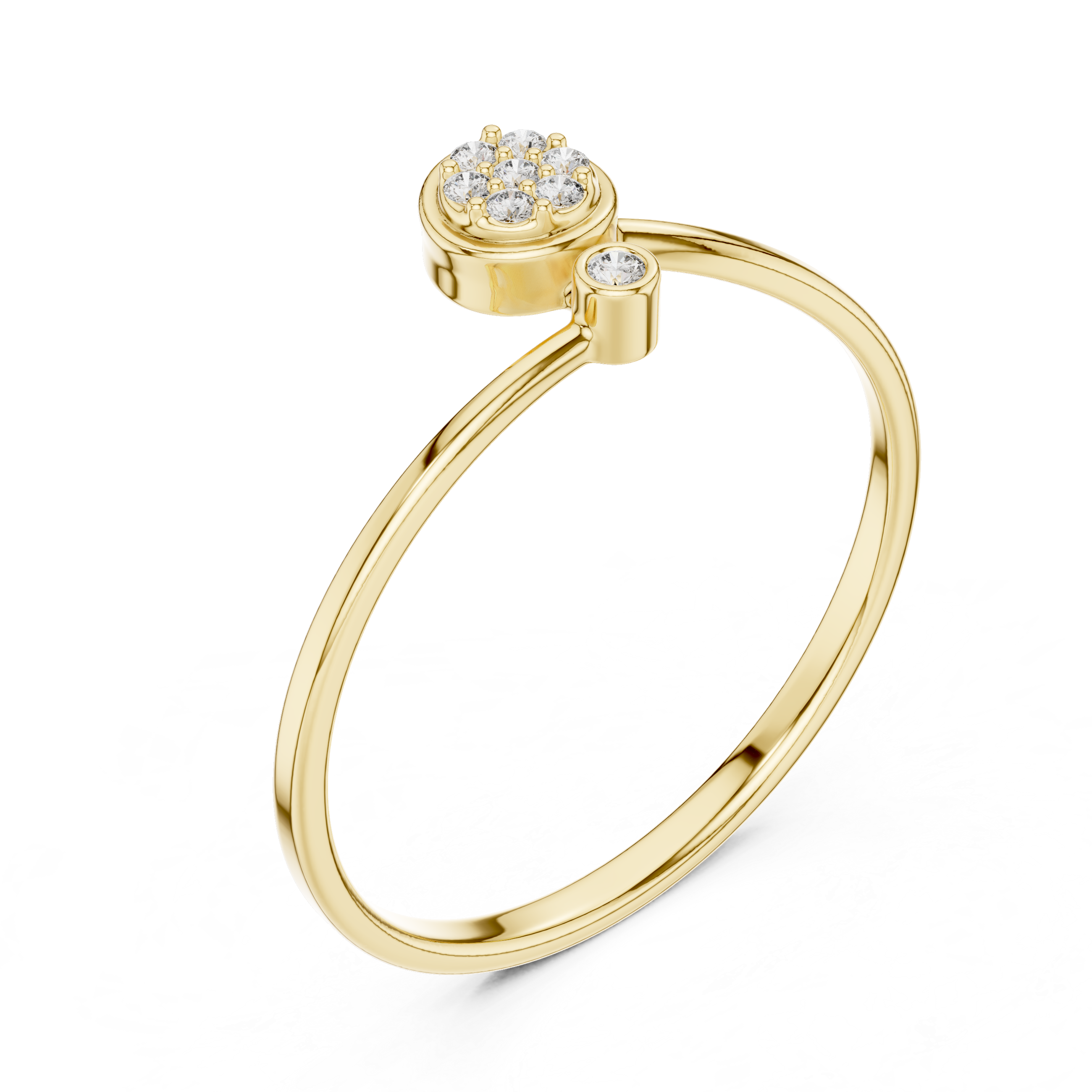 Gold Cluster Band Round Lab Grown Diamond Cynra Ring