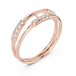 Gold Dual Band Bar Setting Round Lab Grown Diamond Zelyn Ring
