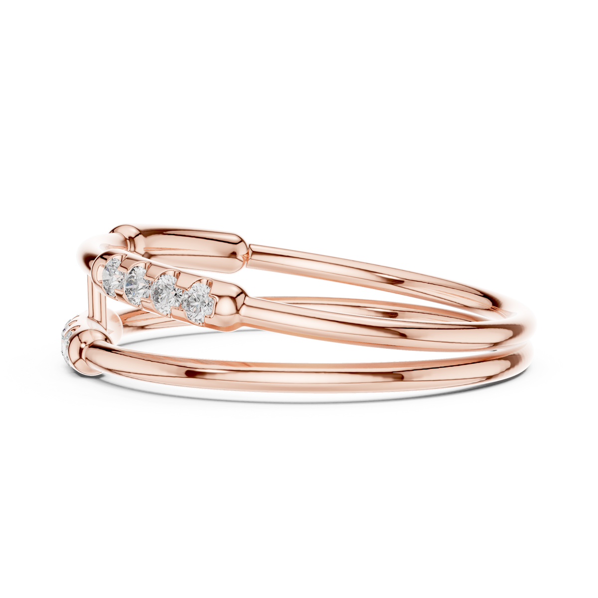 Gold Dual Band Bar Setting Round Lab Grown Diamond Zelyn Ring