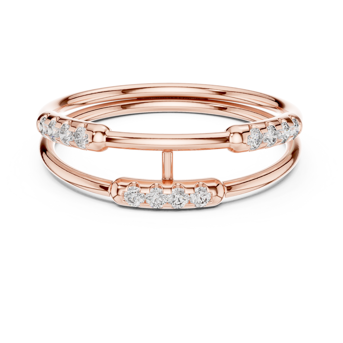 Gold Dual Band Bar Setting Round Lab Grown Diamond Zelyn Ring
