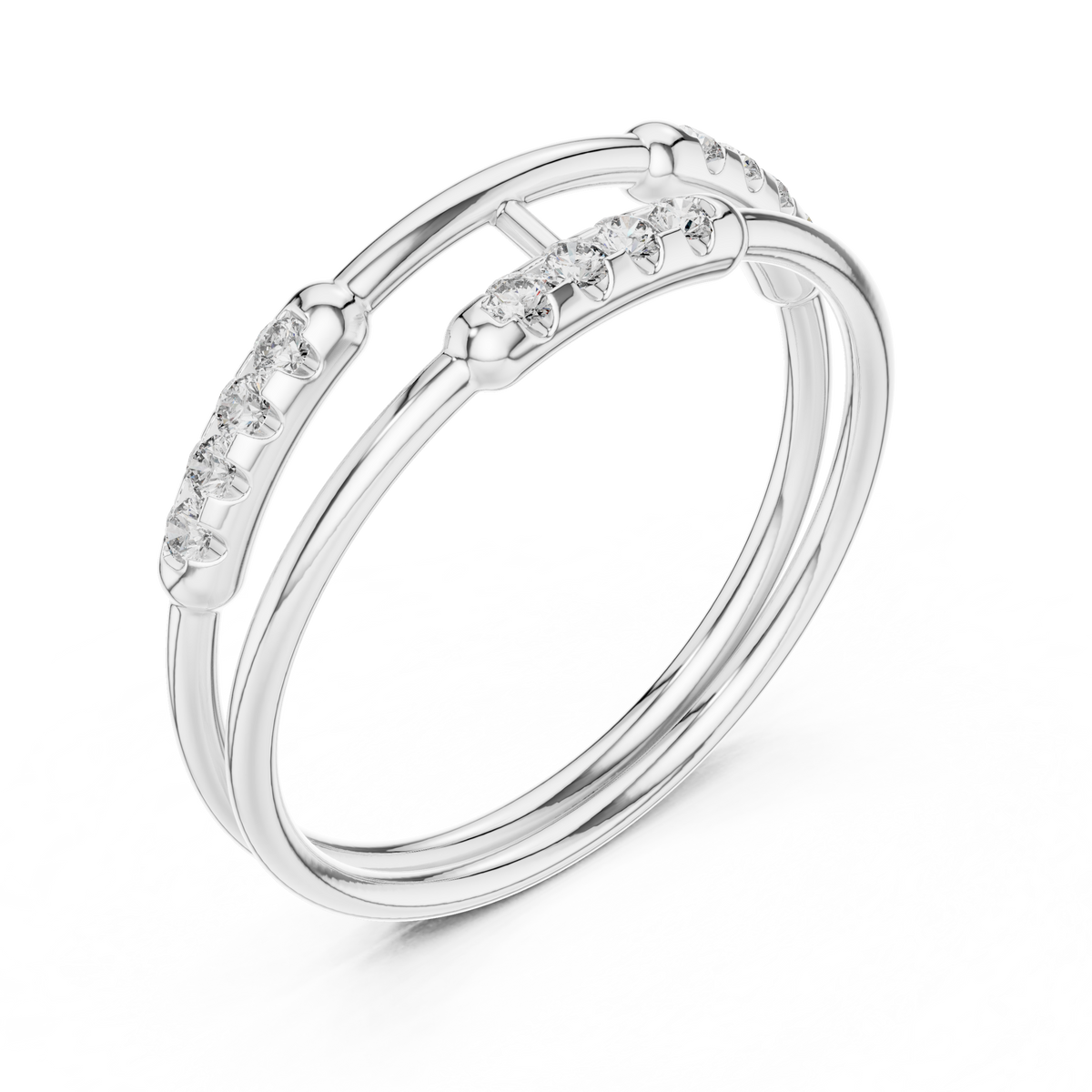 Gold Dual Band Bar Setting Round Lab Grown Diamond Zelyn Ring