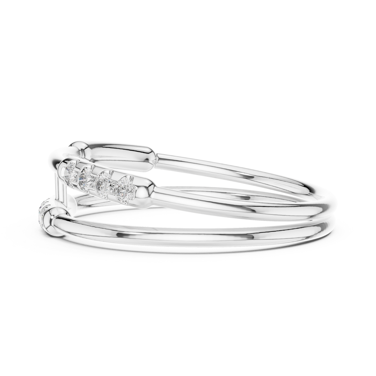 Gold Dual Band Bar Setting Round Lab Grown Diamond Zelyn Ring