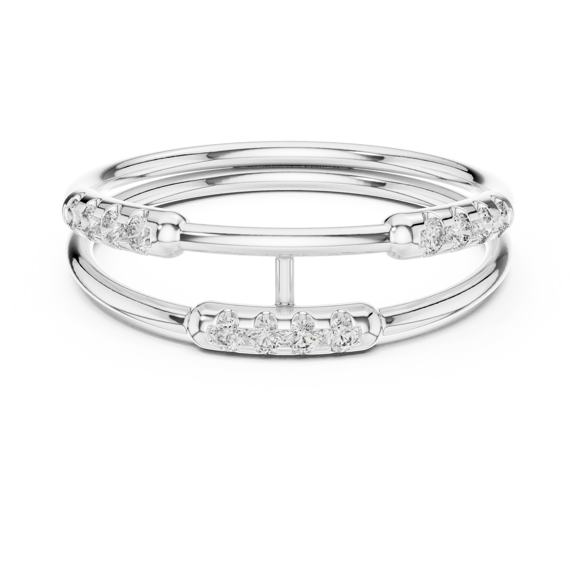Gold Dual Band Bar Setting Round Lab Grown Diamond Zelyn Ring