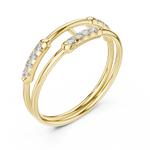 Gold Dual Band Bar Setting Round Lab Grown Diamond Zelyn Ring