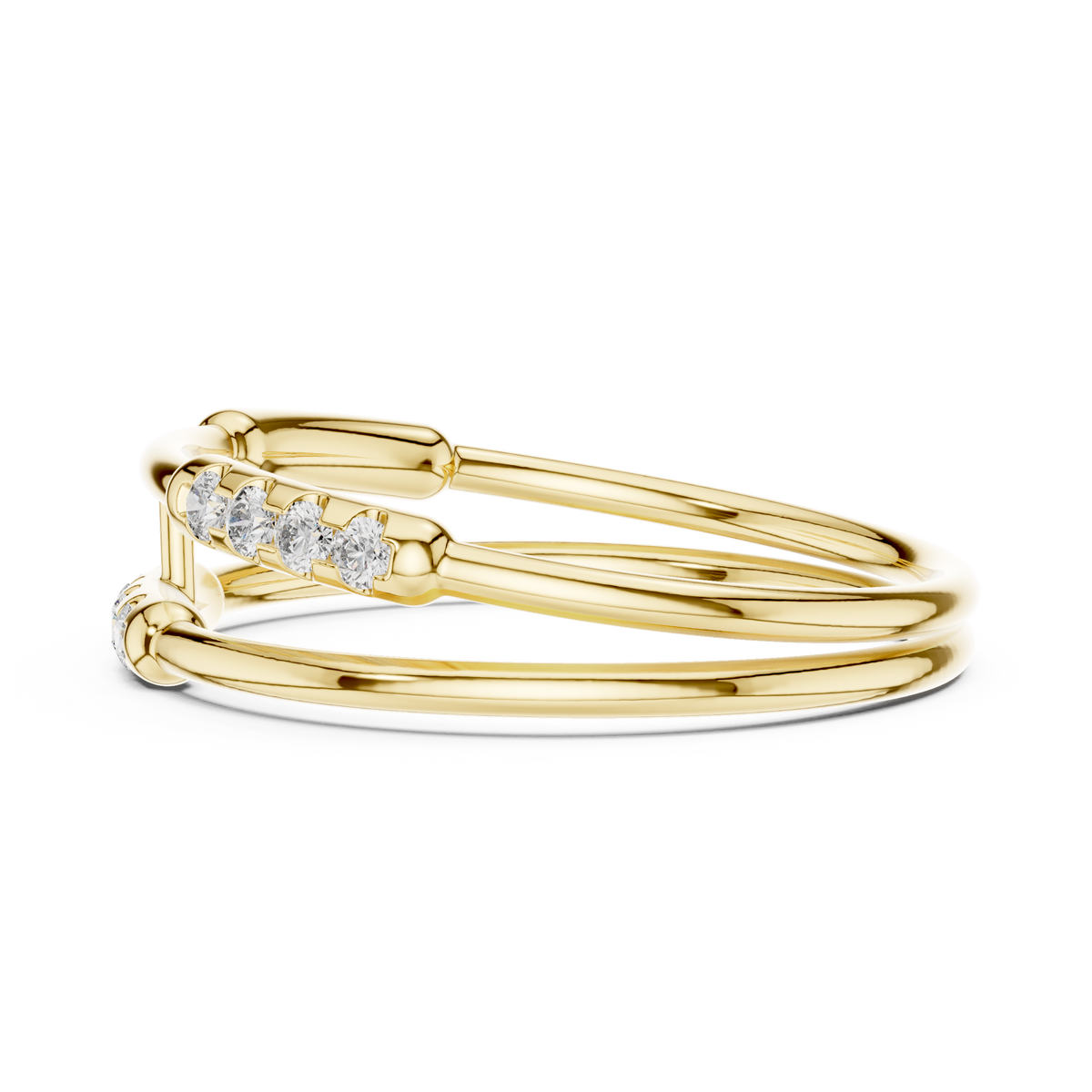 Gold Dual Band Bar Setting Round Lab Grown Diamond Zelyn Ring