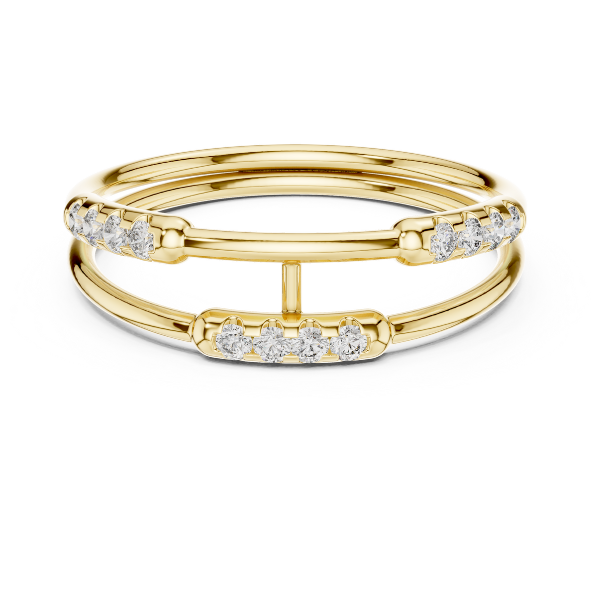 Gold Dual Band Bar Setting Round Lab Grown Diamond Zelyn Ring