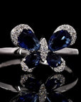 Sapphire Sky Flutter: Butterfly Diamond Ring