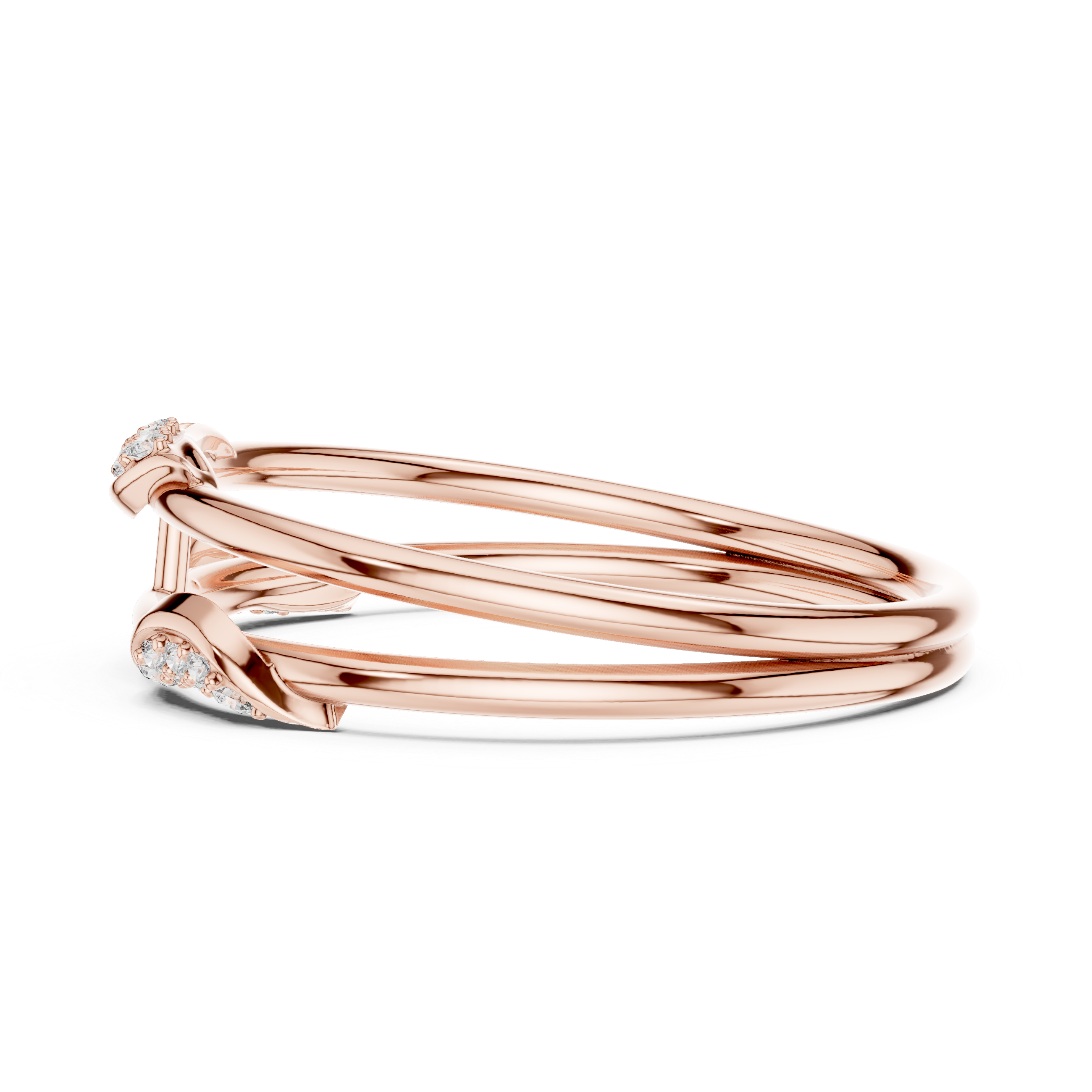 Gold Curve Band Round Lab Grown Diamond Lxxa Ring