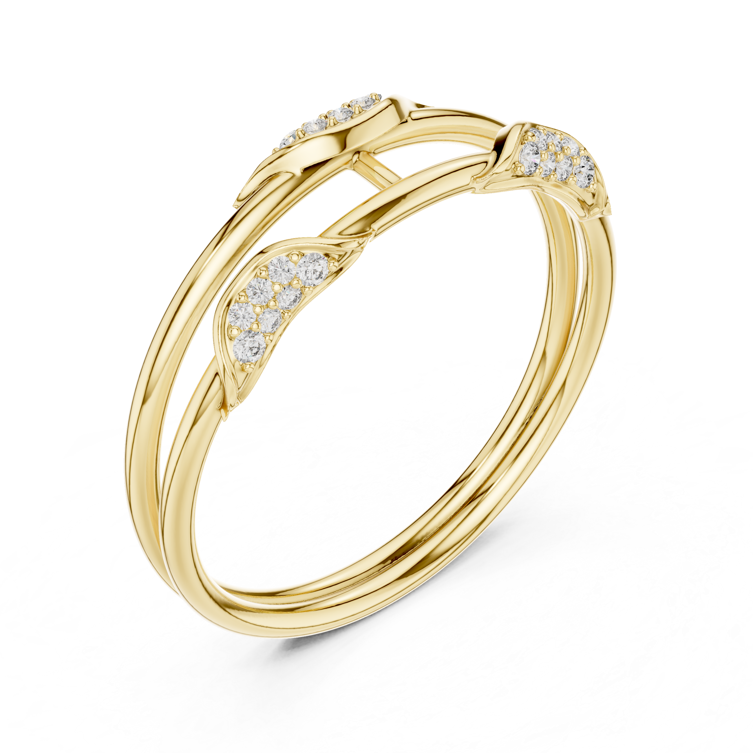 Gold Curve Band Round Lab Grown Diamond Lxxa Ring
