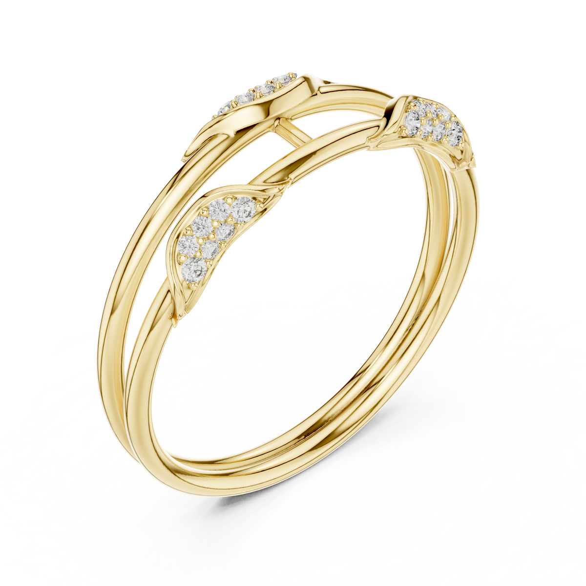 Gold Curve Band Round Lab Grown Diamond Lxxa Ring