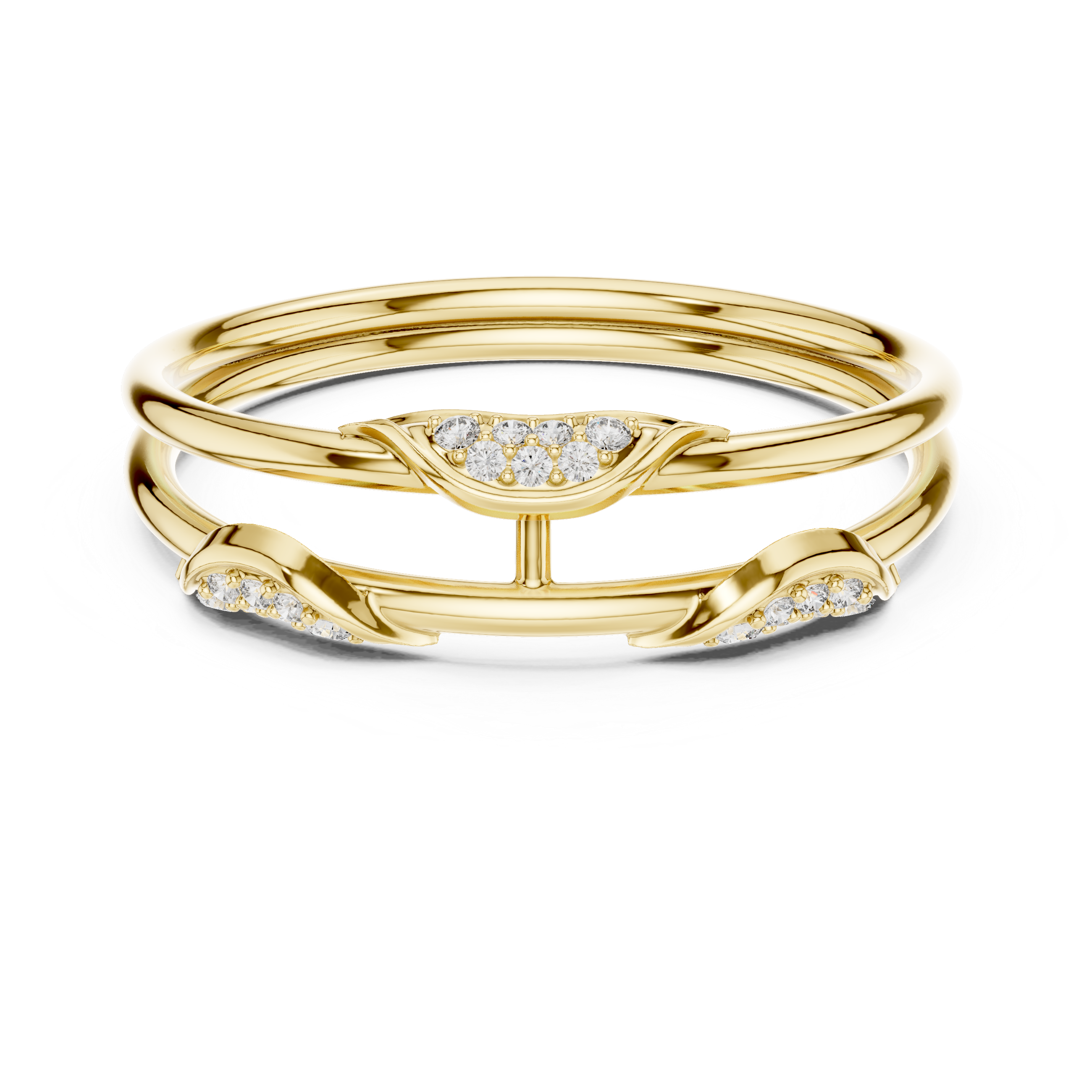 Gold Curve Band Round Lab Grown Diamond Lxxa Ring
