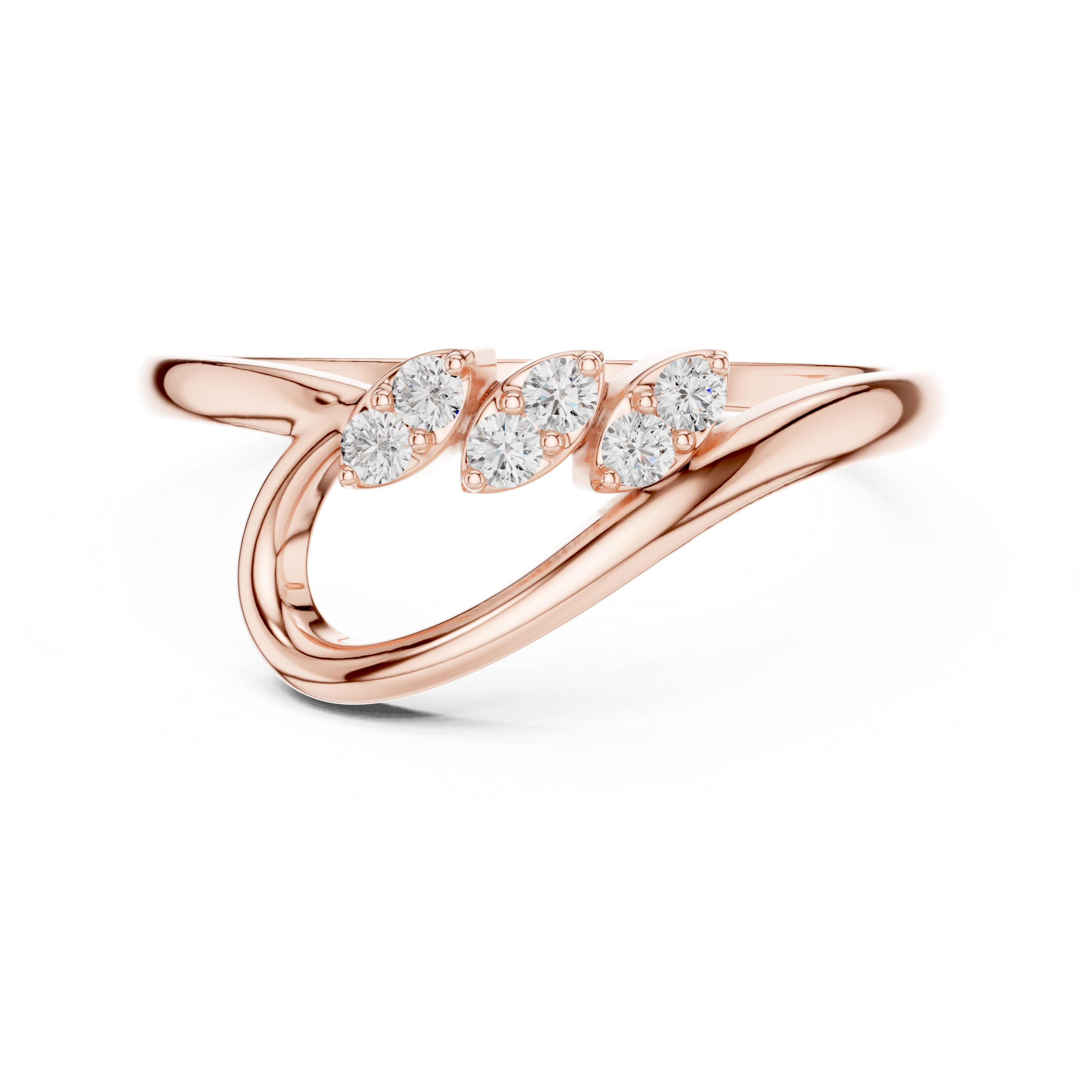 Gold Petal Setting Round Lab Grown Diamond Oryne Ring