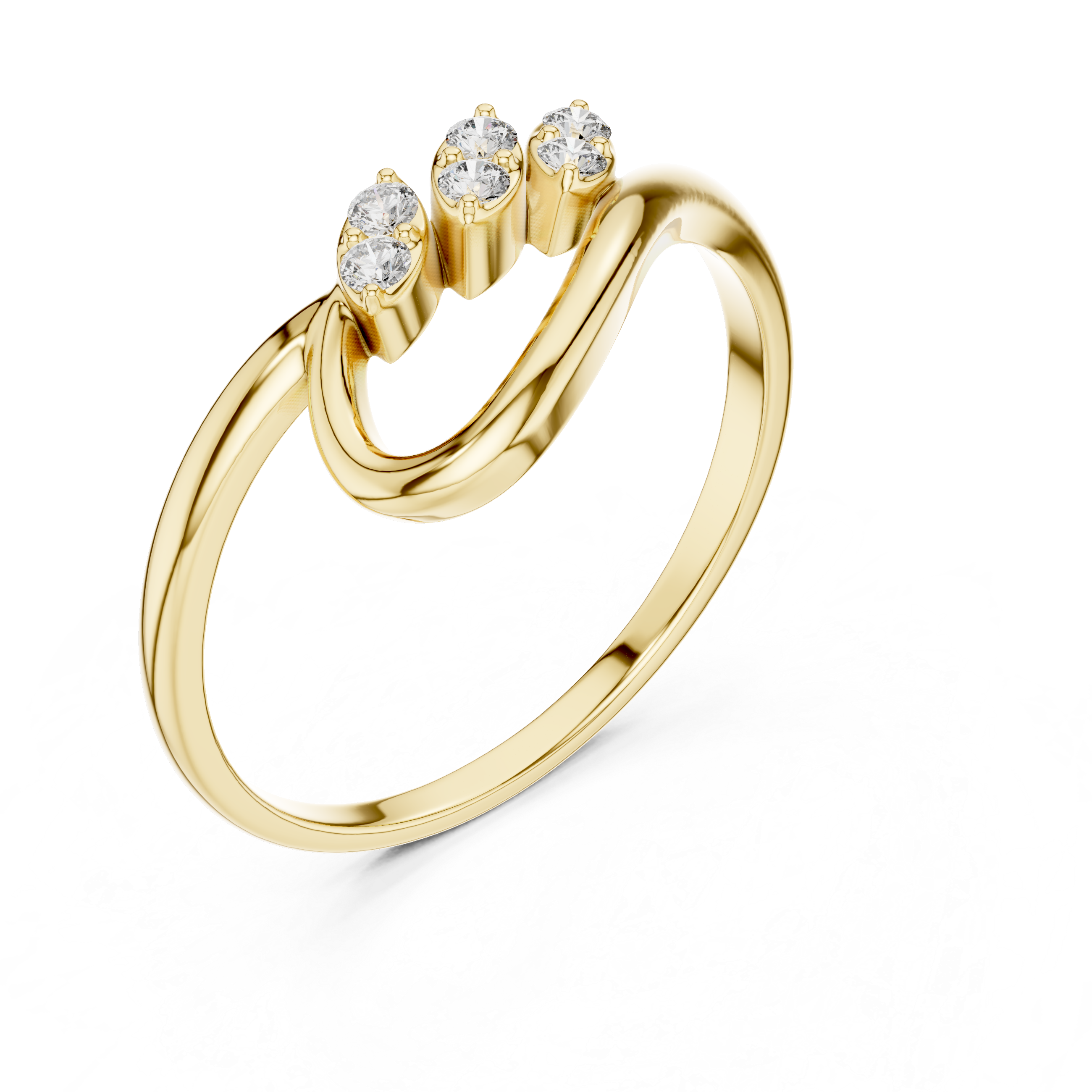 Gold Petal Setting Round Lab Grown Diamond Oryne Ring