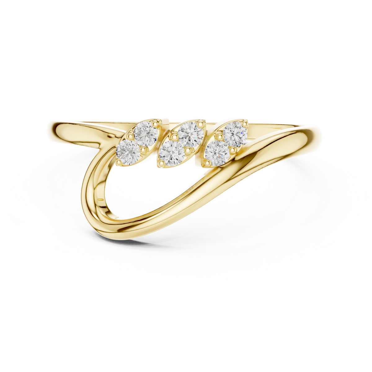 Gold Petal Setting Round Lab Grown Diamond Oryne Ring
