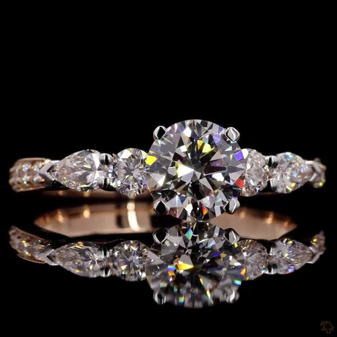 Radiant Rounds: Round Diamond Ring with Side Diamonds