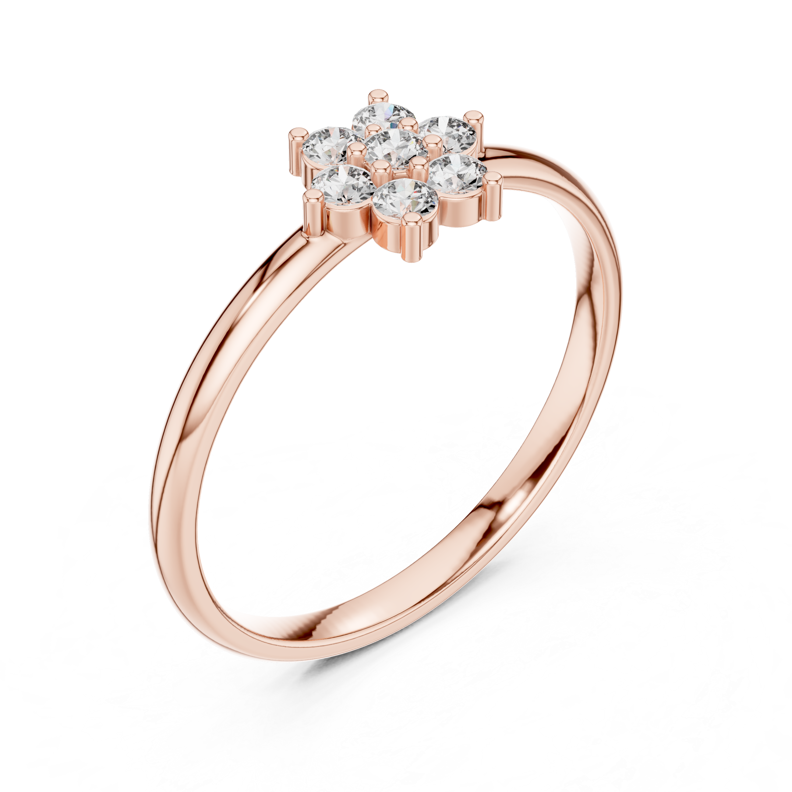Gold Cluster Setting Round Lab Grown Diamond Ivarae Ring