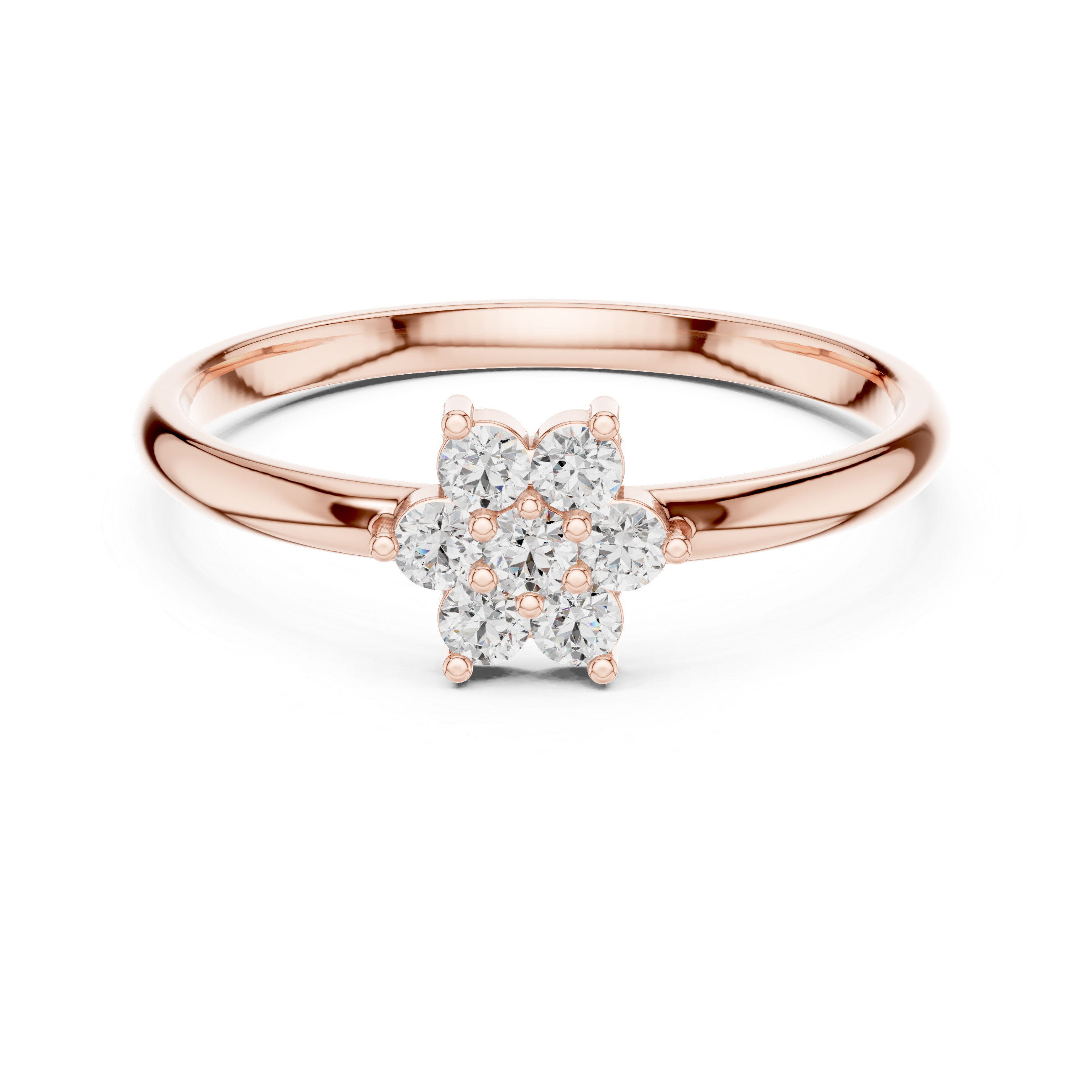 Gold Cluster Setting Round Lab Grown Diamond Ivarae Ring