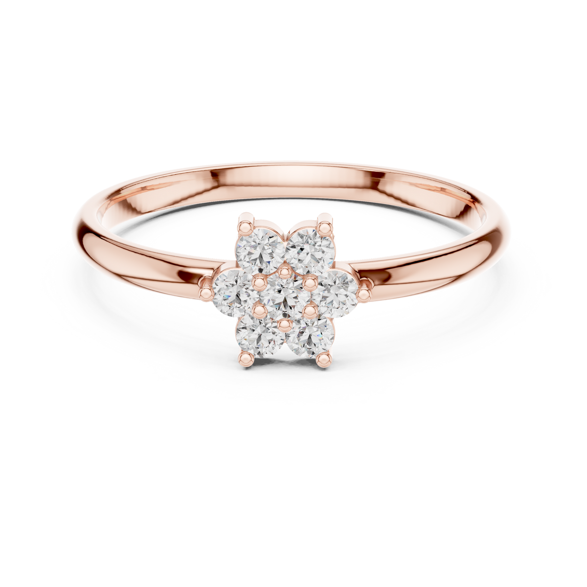 Gold Cluster Setting Round Lab Grown Diamond Ivarae Ring