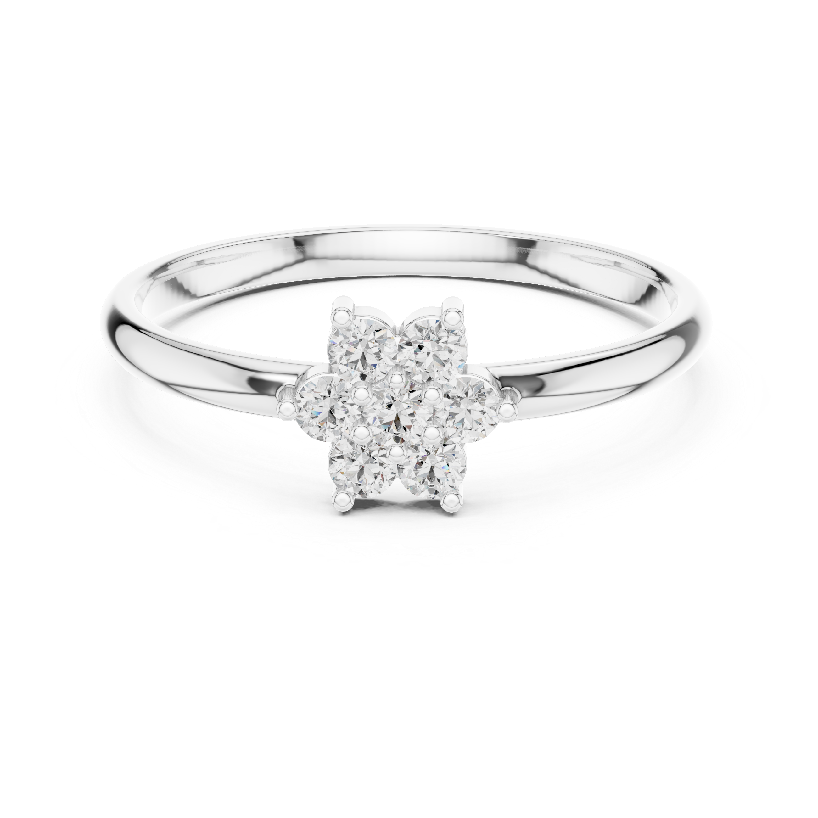 Gold Cluster Setting Round Lab Grown Diamond Ivarae Ring