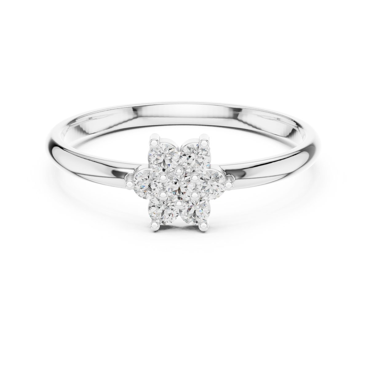 Gold Cluster Setting Round Lab Grown Diamond Ivarae Ring