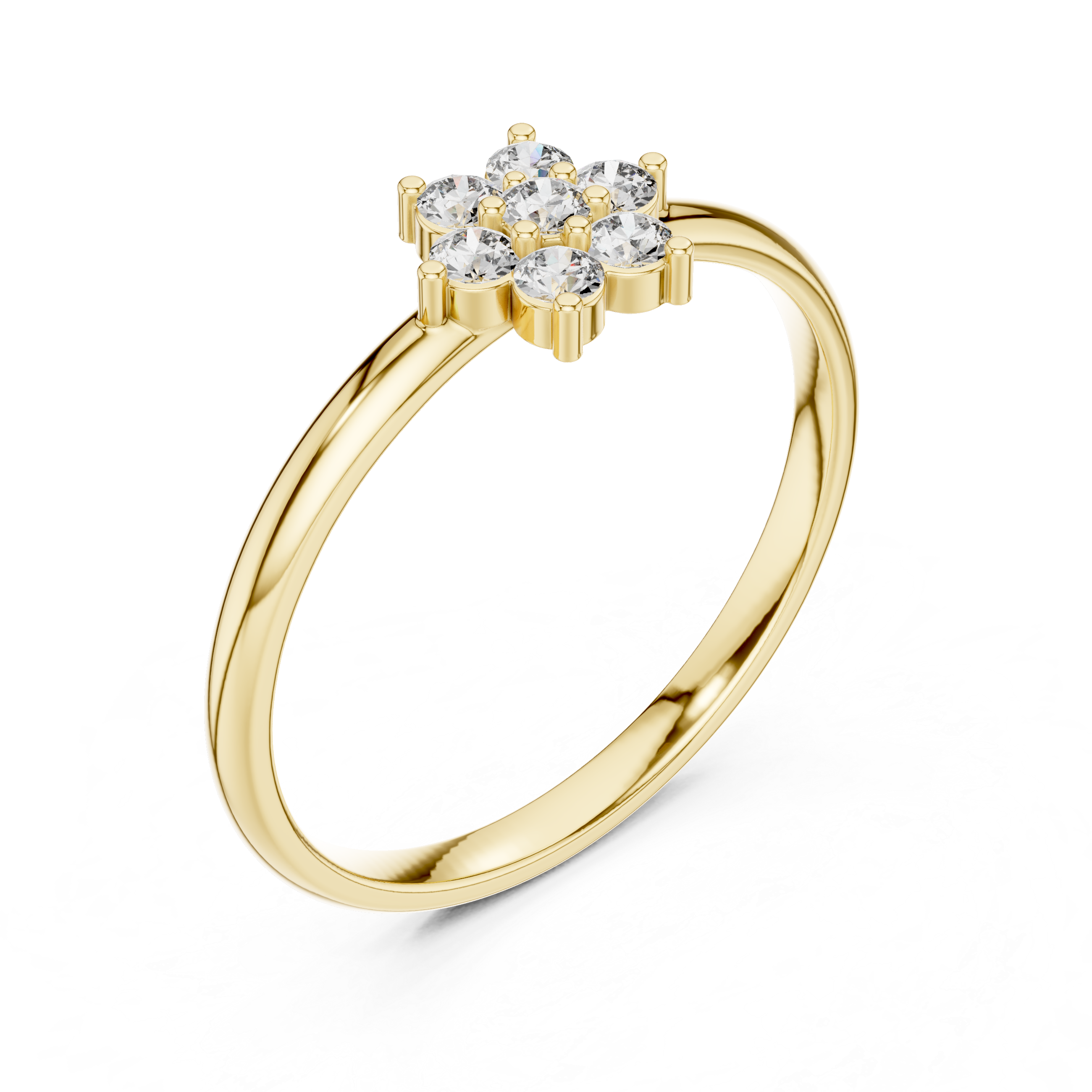 Gold Cluster Setting Round Lab Grown Diamond Ivarae Ring
