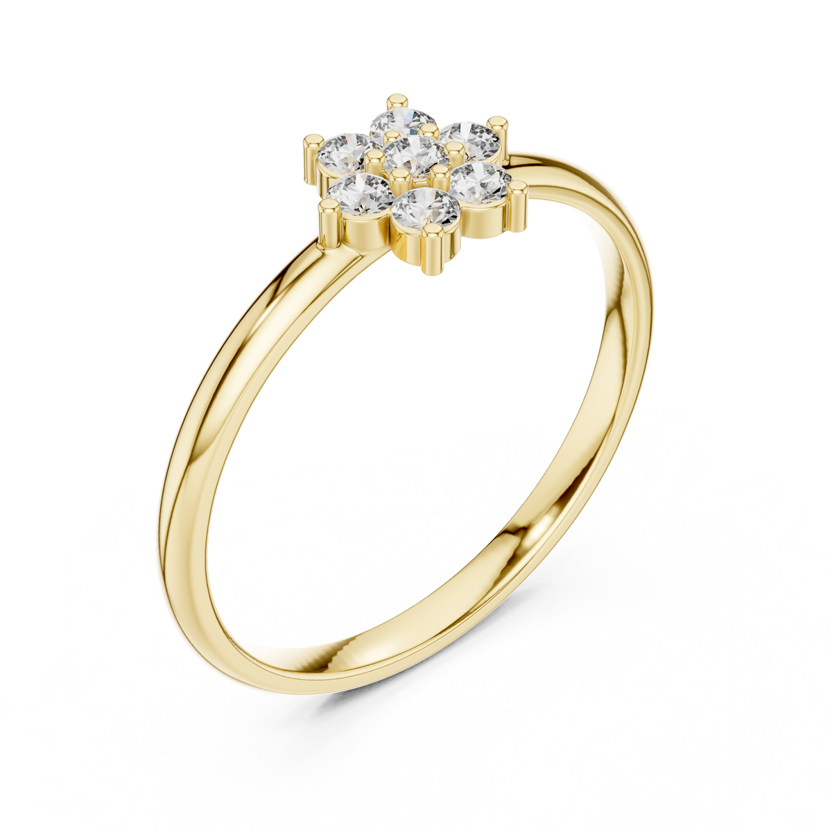 Gold Cluster Setting Round Lab Grown Diamond Ivarae Ring