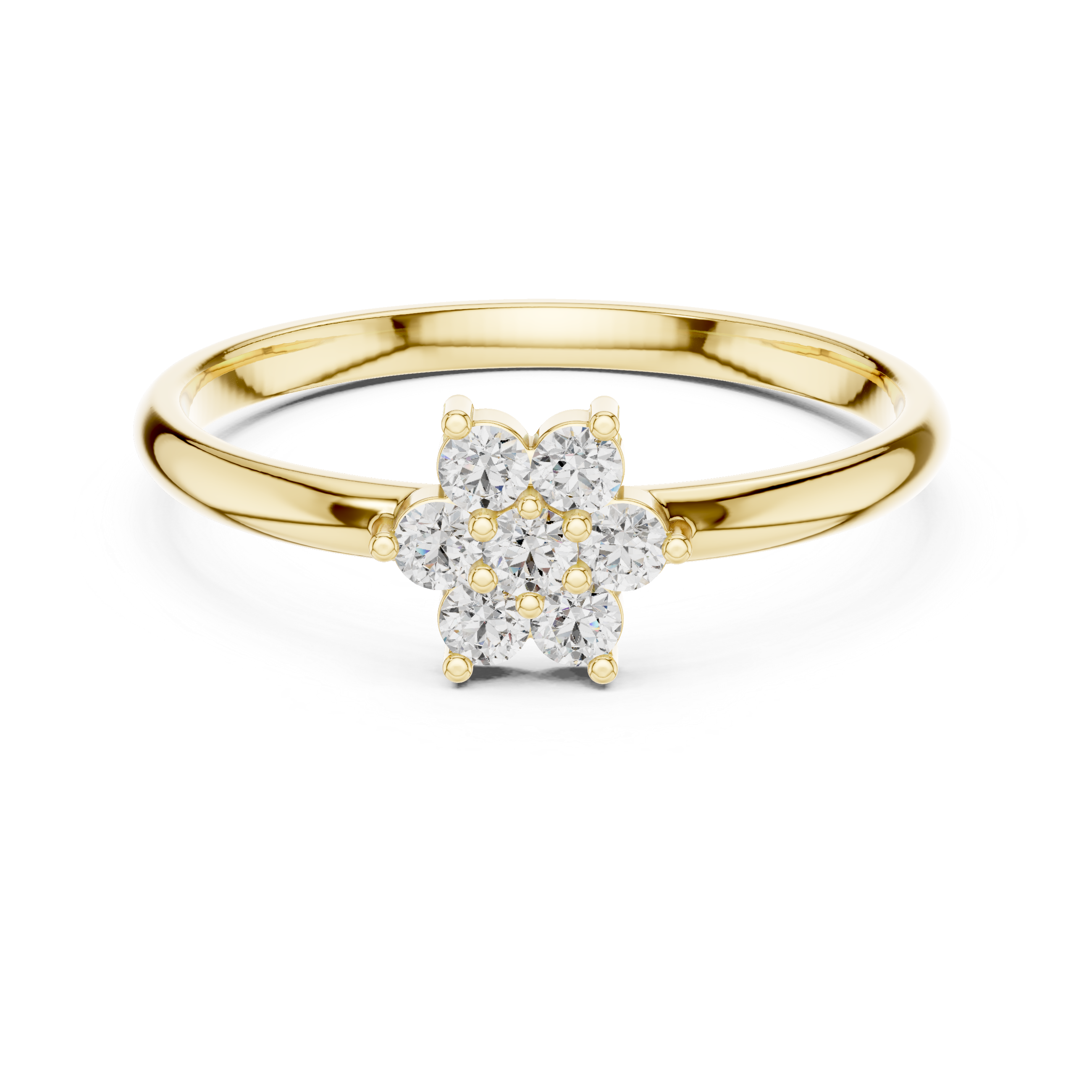 Gold Cluster Setting Round Lab Grown Diamond Ivarae Ring