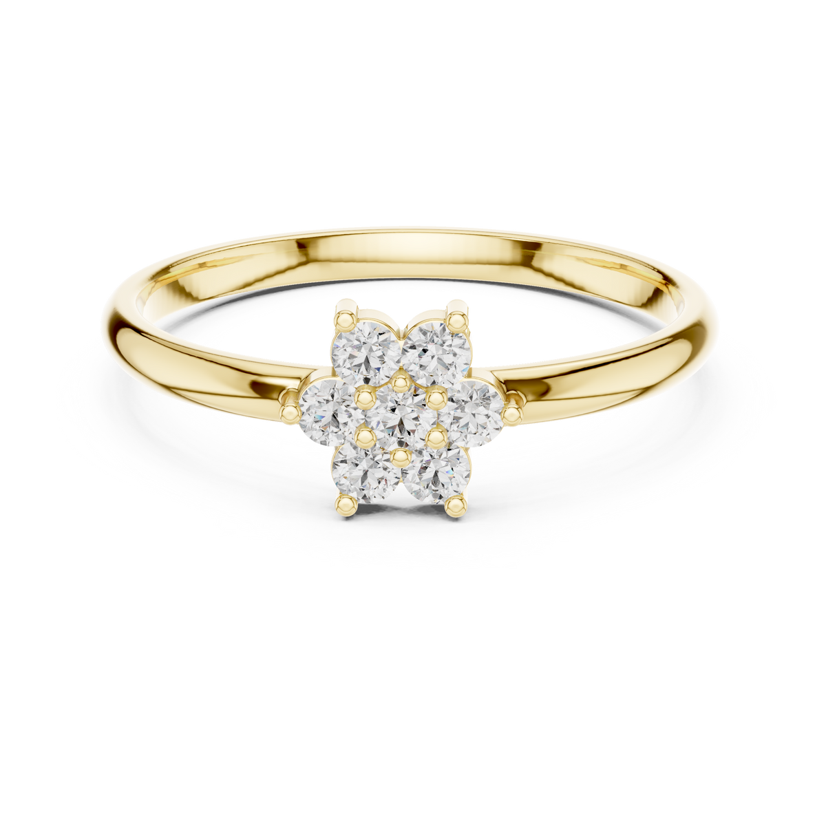 Gold Cluster Setting Round Lab Grown Diamond Ivarae Ring