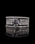 Trilogy Radiance: Raised Solitaire Diamond Ring with Side Diamonds