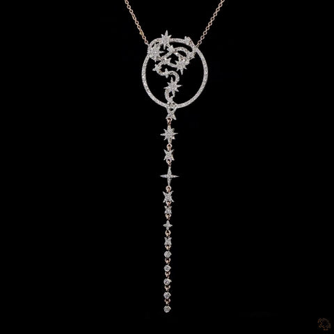 Awaken’s Celestial Cascade: Star Diamond Pendant Necklace