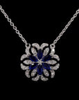 Sapphire Bloom: Marquise Diamond Flower Necklace