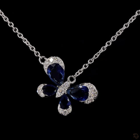 Sapphire Sky Flutter: Butterfly Diamond Necklace