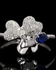 Sapphire Sky Bloom: Tiffany Paper Three Flower Diamond  Ring