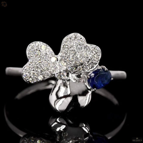 Sapphire Sky Bloom: Tiffany Paper Three Flower Diamond  Ring