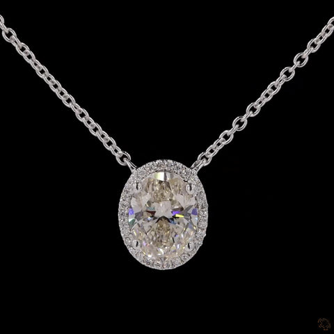 Oval Elegance: Diamond Pendant Necklace