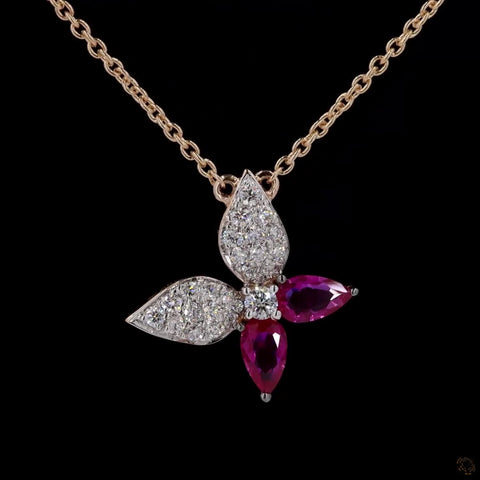 Dual Hue Flutter: Butterfly Diamond Necklace