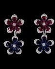 Nature's Symphony: Blue and Red Floral Affection Earrings