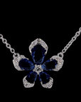 Blossoming Elegance: Flower Blue Sapphire Diamond Necklace