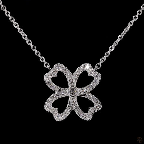 Heartfelt Luck: Two-Toned Four Leaf Clover Diamond Necklace