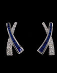 Blue & White 'X' Diamond Earring: Elegant Kiss