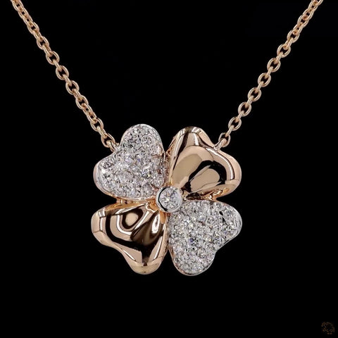 Awaken’s Bloom: Two-Toned Diamond Flower Necklace